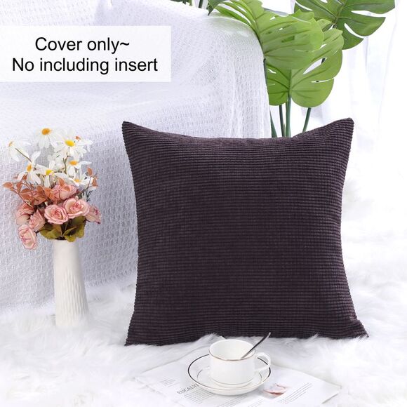 Corduroy Corn Striped Throw Pillow Cover Cushion Cover 18" x 18" Dark Brown - Picture 5 of 6
